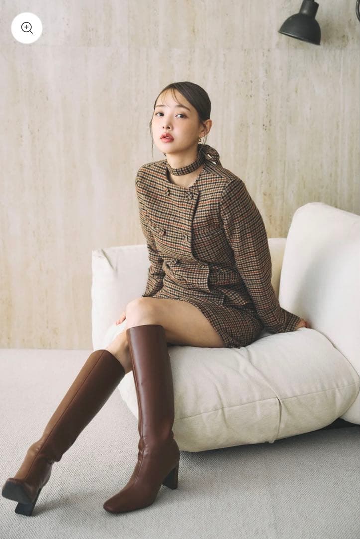 poláura ポローラ ロゴジップスクエアトゥロングブーツ M brown