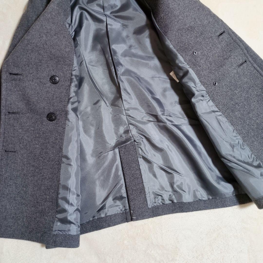 【未使用】ジェイプレス ウール混 ピーコート ダブルブレスト M グレー 防寒
