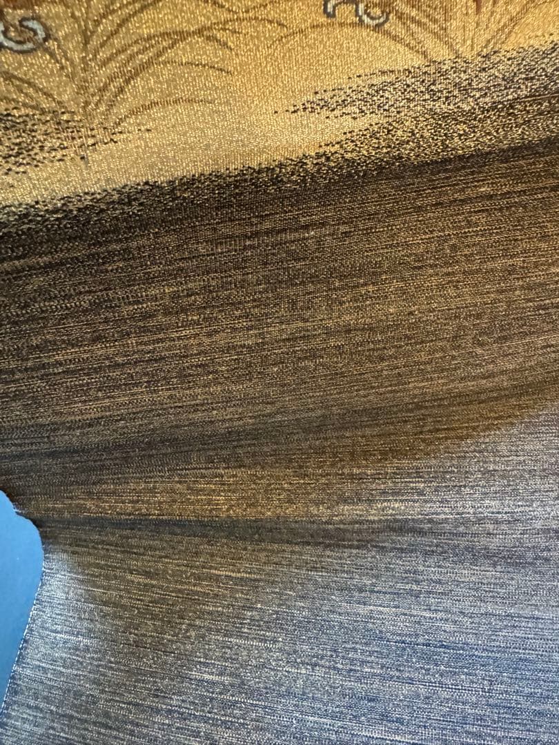 【極美品】ユネスコ無形文化遺産「伊那紬」本綴れ織併用「菊唐草文様」