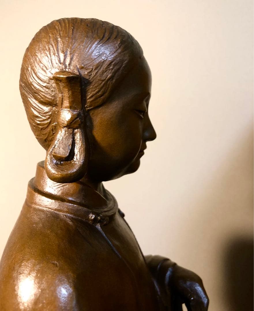 雨宮治郎作 銅造聖徳太子十六才御像　聖徳太子孝養像 共箱 置物 彫刻 彫像