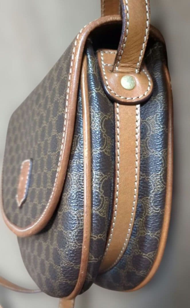 ★極美品★セリーヌ ショルダーバッグ マカダム柄 フラップ PVC ブラウン