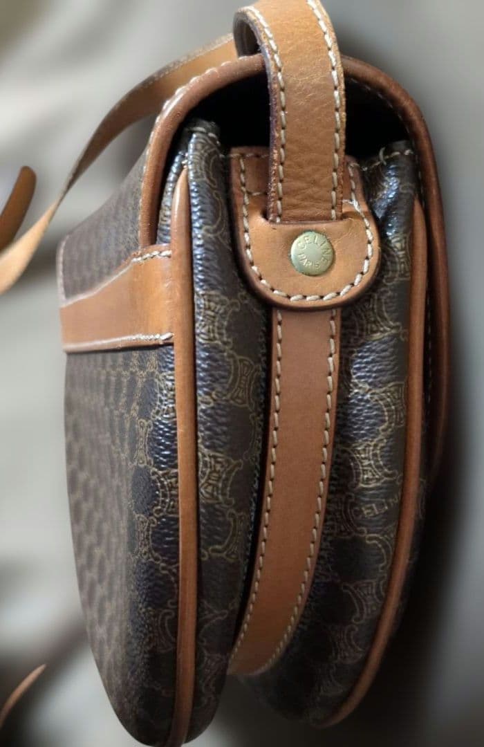 ★極美品★セリーヌ ショルダーバッグ マカダム柄 フラップ PVC ブラウン