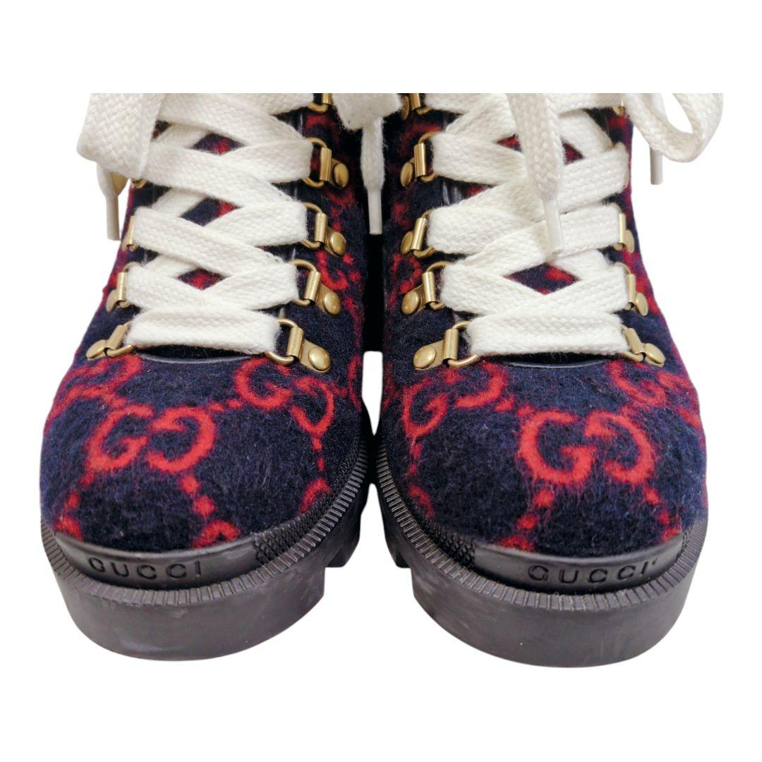 ら*び様 美品【GUCCI】グッチ ブーツGG柄 シェリーライン ブーティ 23