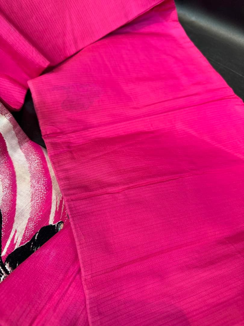 よ*る様 金魚柄 名古屋帯 ピンク　アンティーク　短尺　レトロホラー風　刺繍帯