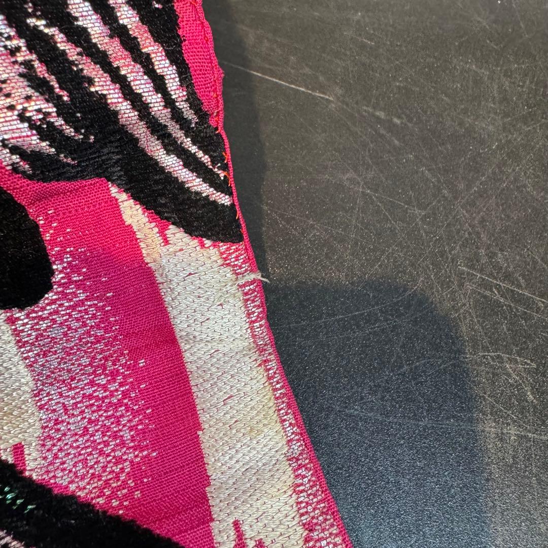 よ*る様 金魚柄 名古屋帯 ピンク　アンティーク　短尺　レトロホラー風　刺繍帯