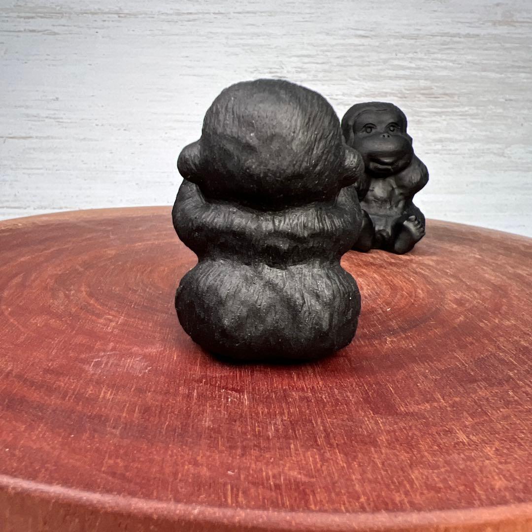 天然石　三猿　オブシディアン