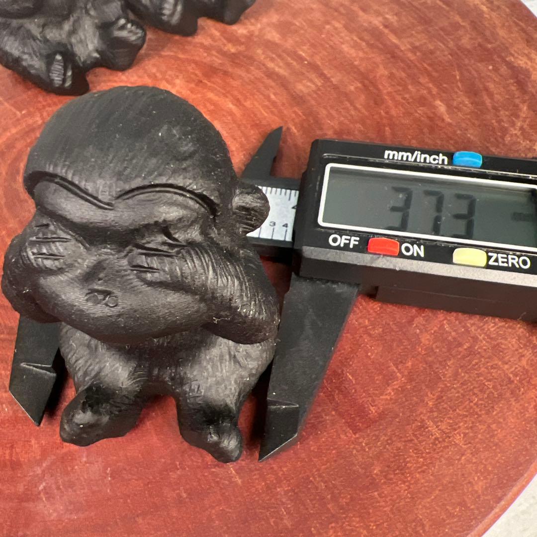 天然石　三猿　オブシディアン