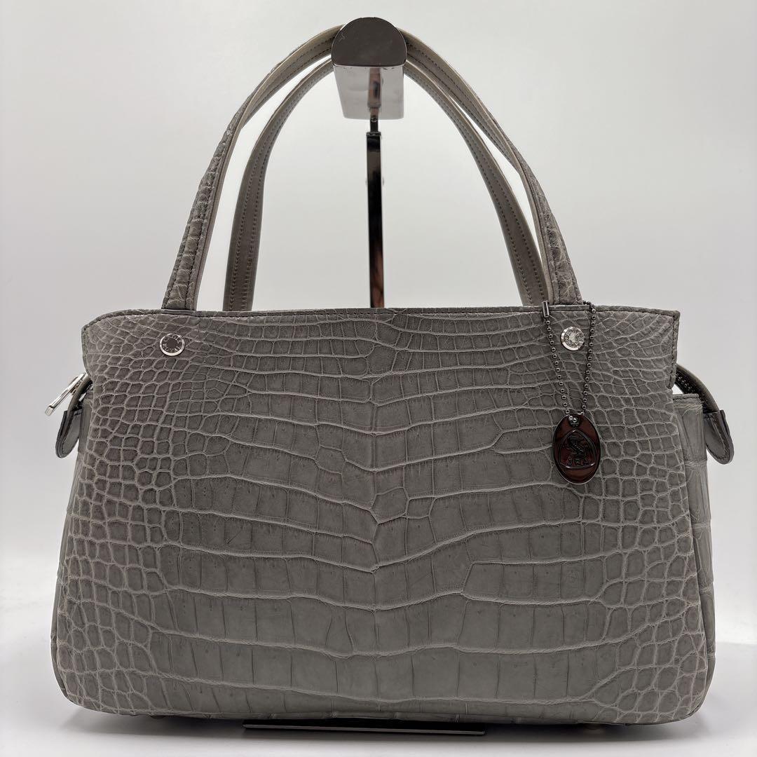希少色 美品 JRA　ハンドバッグ クロコダイル 本革 レザーセンター取り 鰐