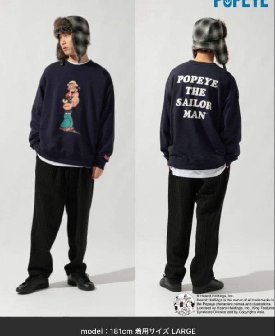 新品未使用　サイズL ユニセックスポパイ　スウェット　ネイビー