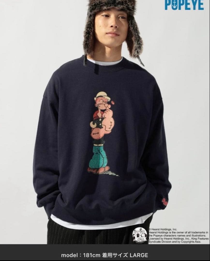 新品未使用　サイズL ユニセックスポパイ　スウェット　ネイビー