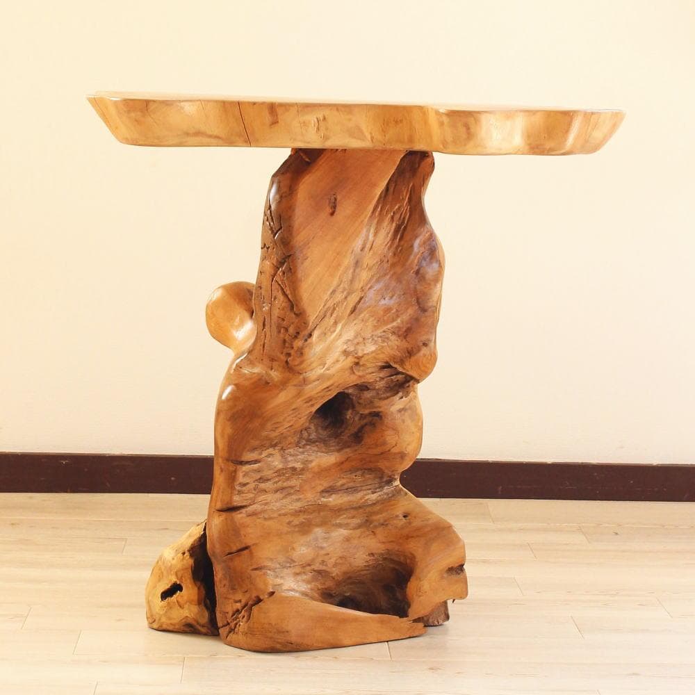 在庫処分 １点もの テーブル 木製 チーク材 天然木 切り株 カフェ D