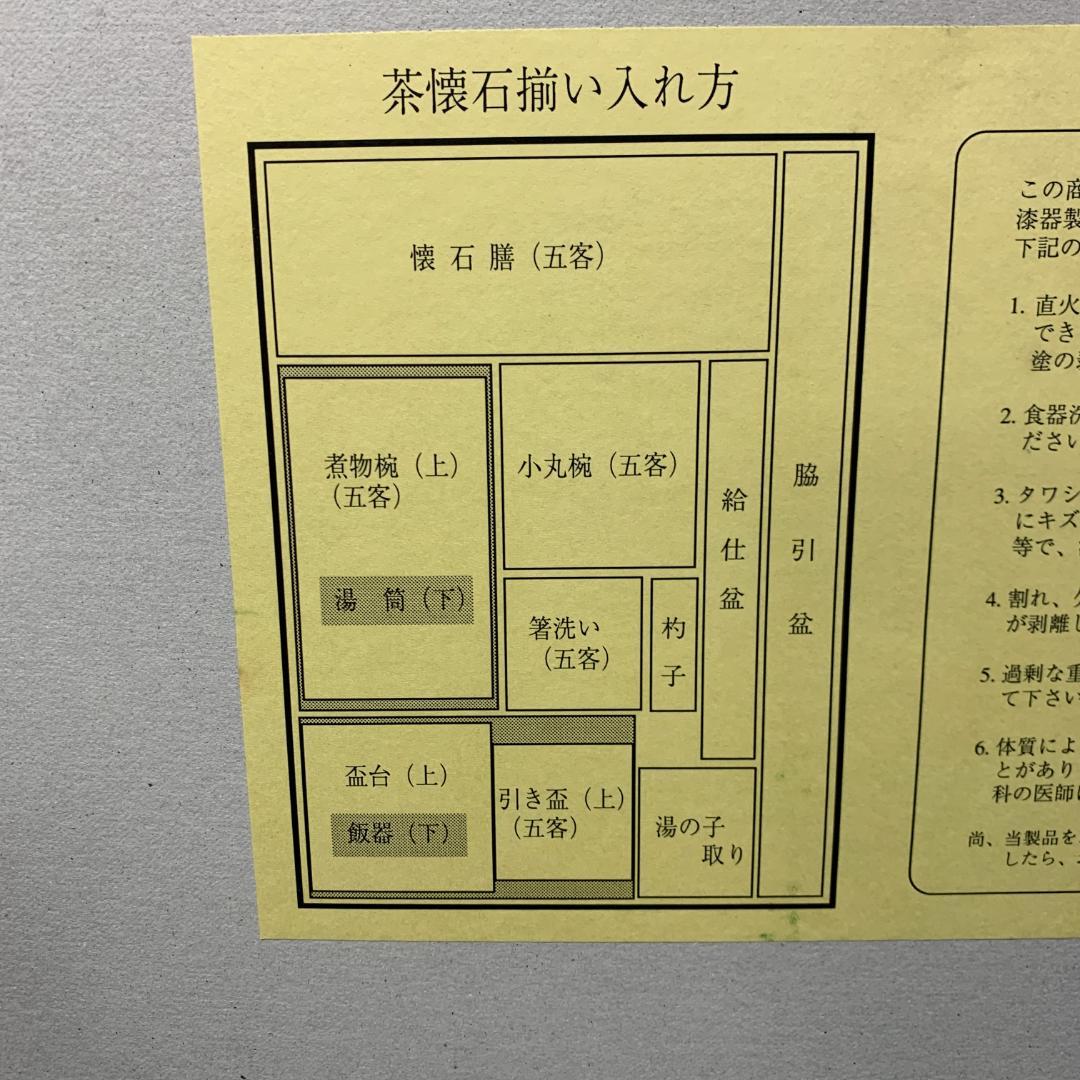 未使用　黒刷毛目松葉　懐石揃10客(懐石膳/椀/盃/杓子/盆/他)