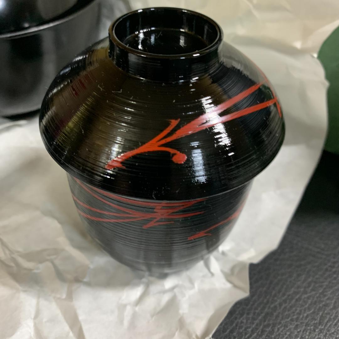 未使用　黒刷毛目松葉　懐石揃10客(懐石膳/椀/盃/杓子/盆/他)