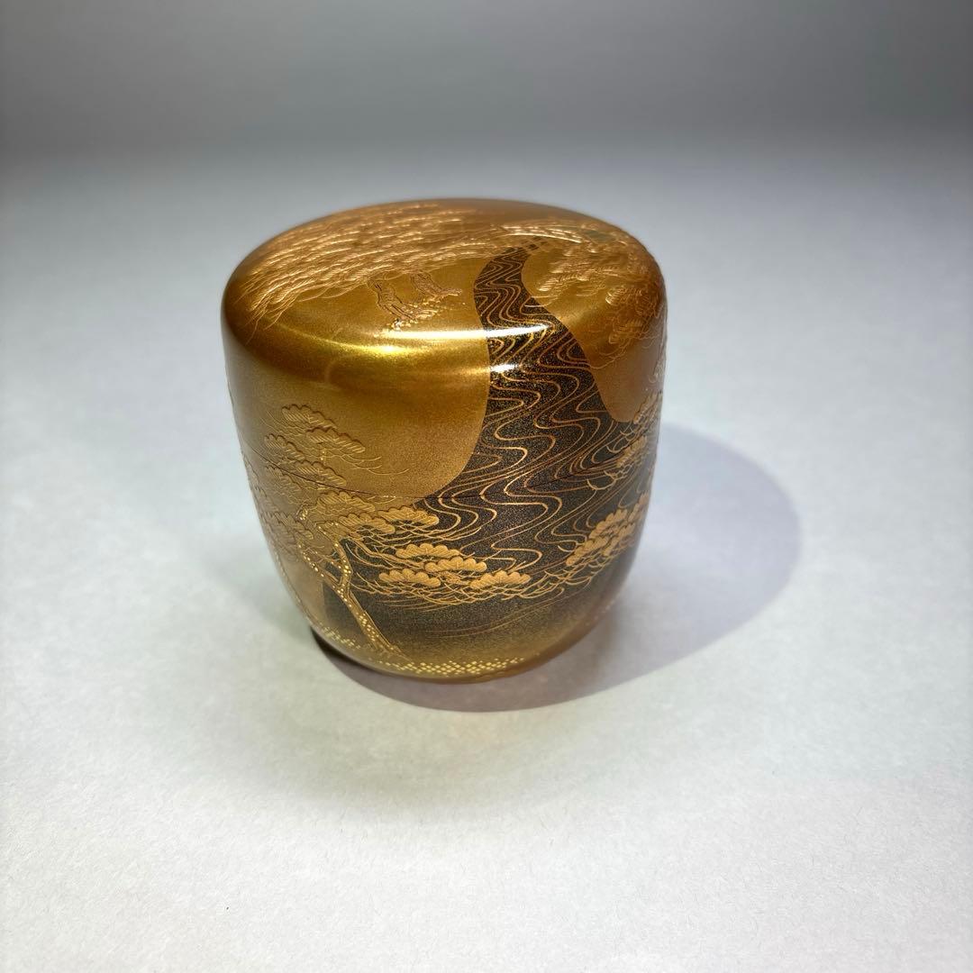 塚本一舟　住吉蒔絵金地大棗　 内梨地(共箱)