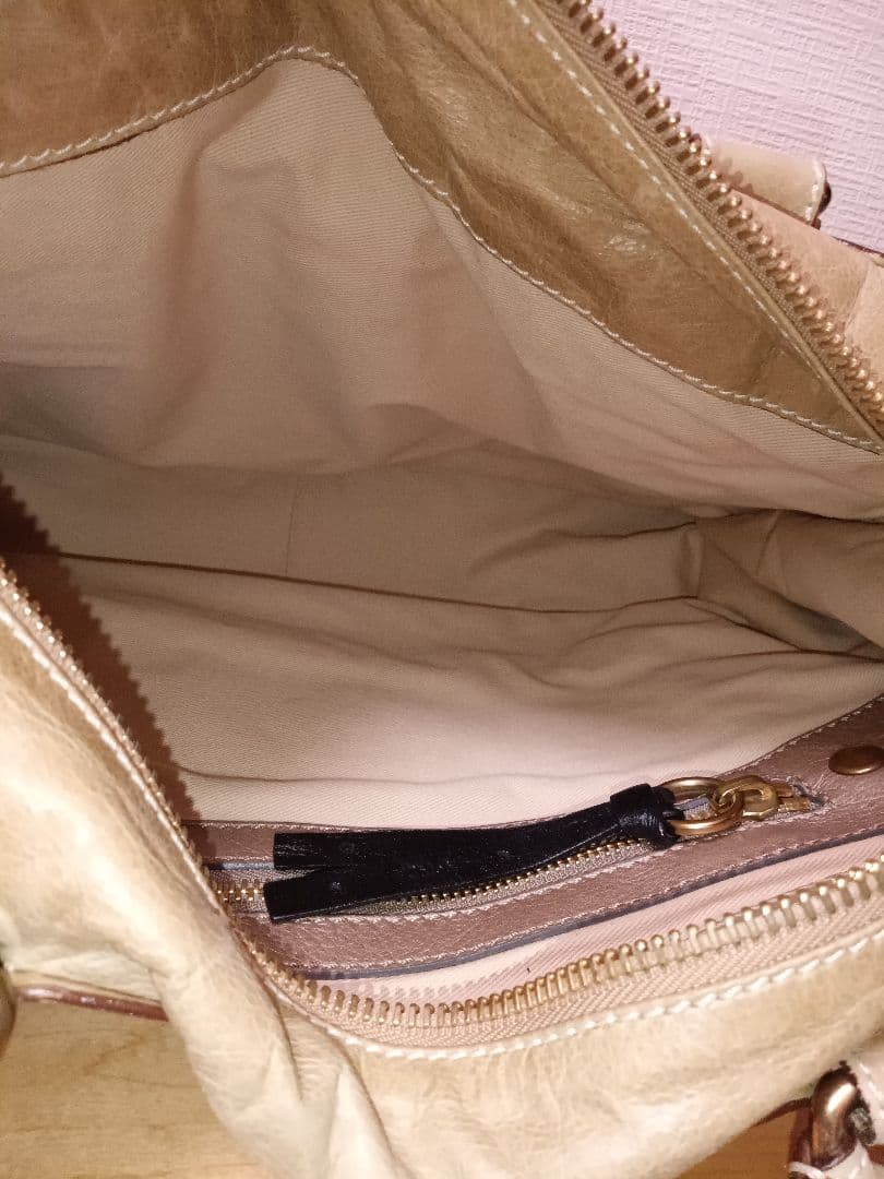 クロエベイレザー ベージュ レザー ハンドバッグ