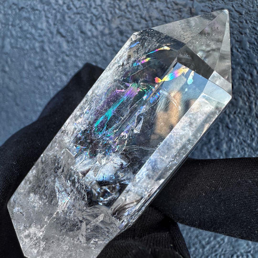 絶品❗アゼツライト☆レインボー☆ヒマラヤ水晶六角柱パワーストーン天然石A1302