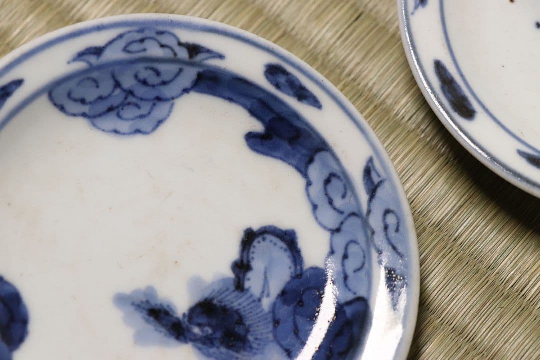 古伊万里 雲龍 染付 醤油皿 五客 約10cm 手塩 小皿 陶芸【MA476】