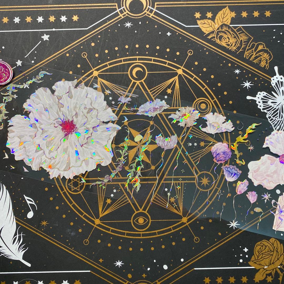 【9223】海外　マステ　中古巻　貝殻光マスキングテープ　お花系　ヒナゲシ