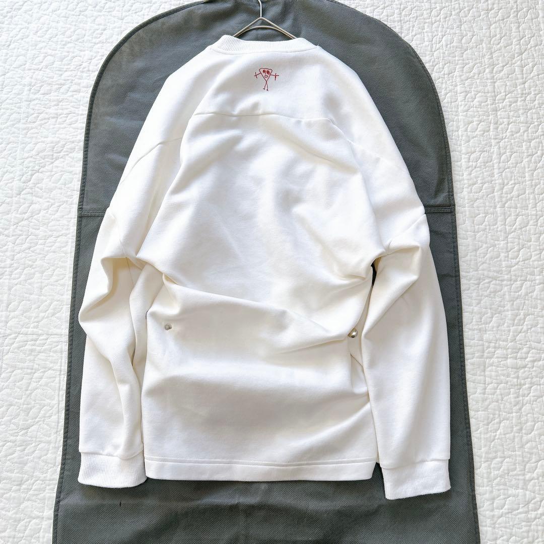 プランシー ビアンカ 刺繍 パッチ クルーネック スウェット トレーナー 白