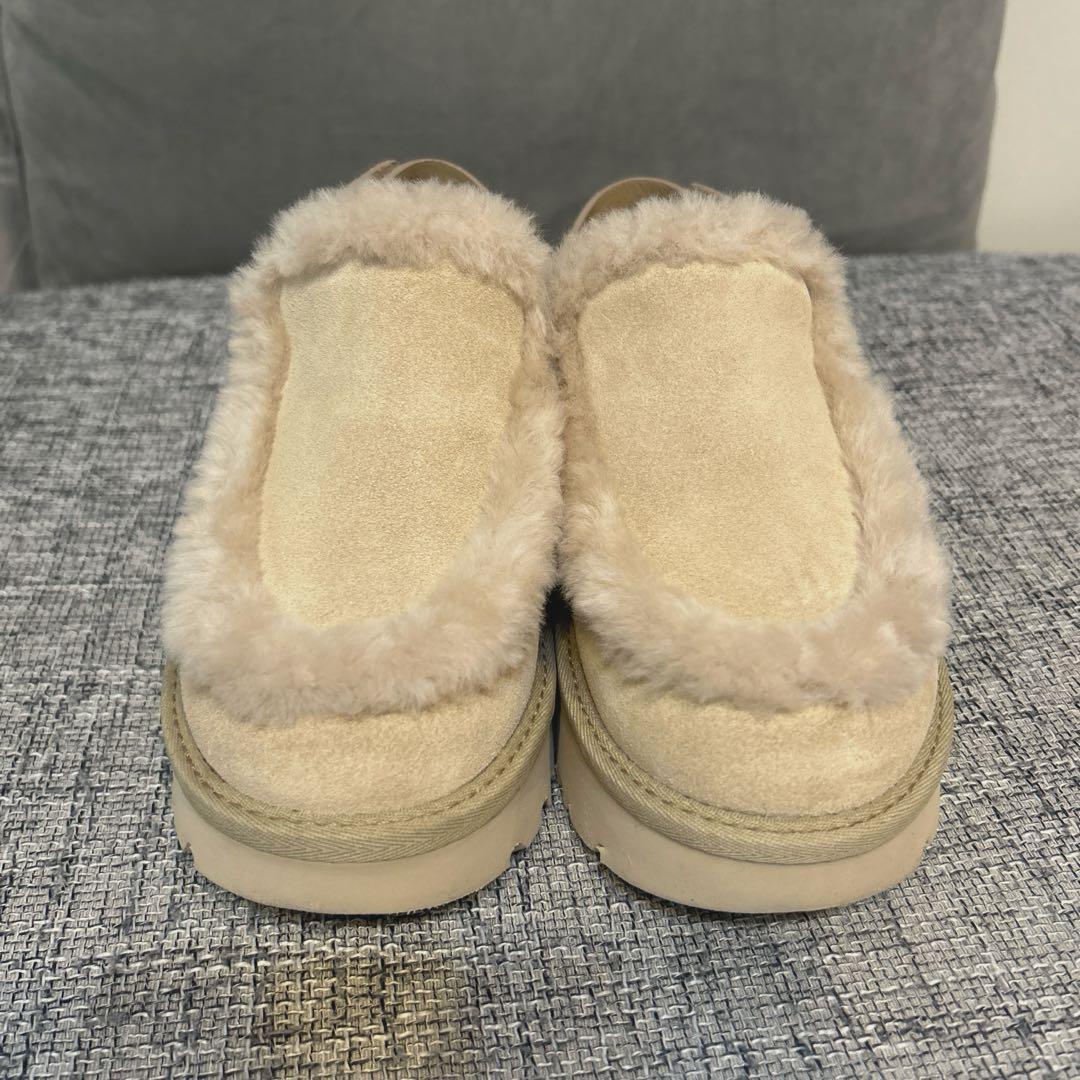 【公式購入】 UGG ベージュ ファー付き 厚底 スリッポン 2wey