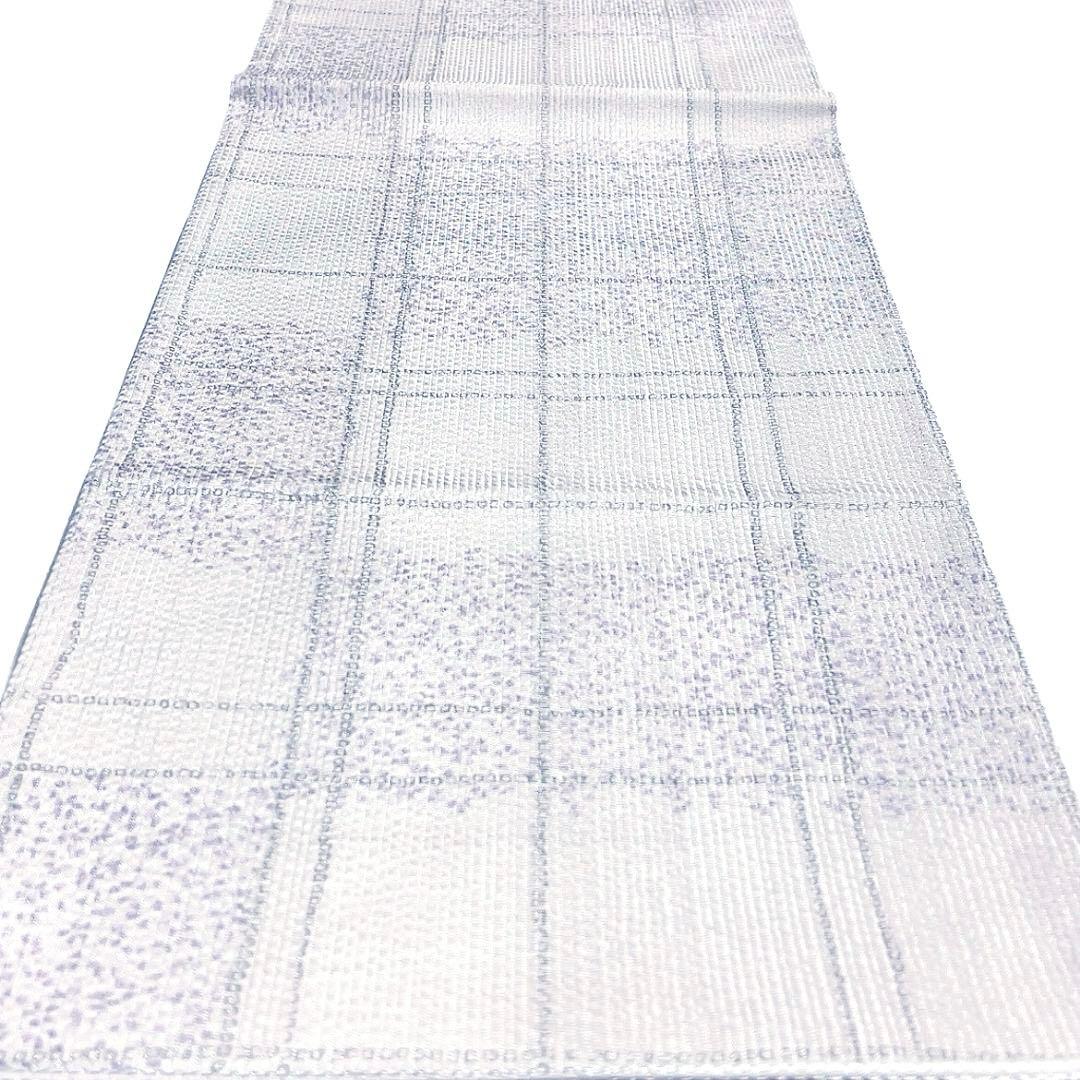 未着用　袋帯　本泥染　格子　変わり市松　銀糸　着物　091a u