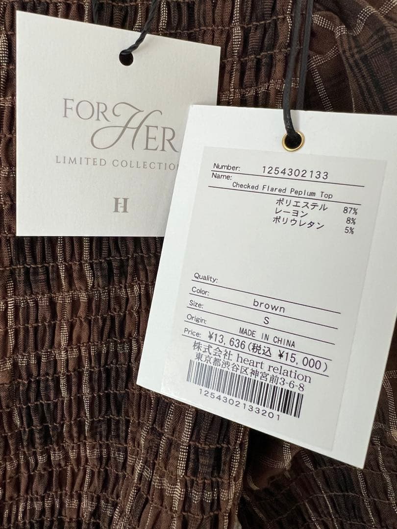 トップス FORHER Checked Flared Peplum Top