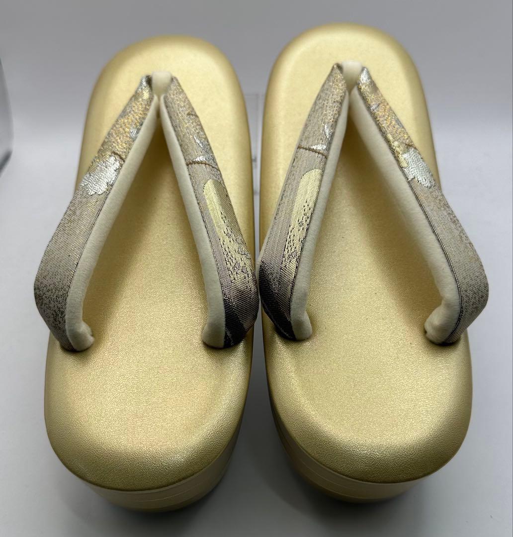 正絹帯地　金手横長草履バックセット　Fサイズ