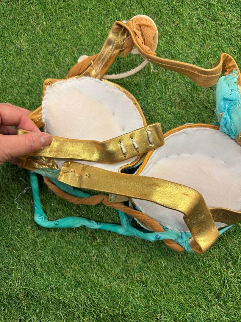 【POLINA】ポリーナ　ベリーダンス衣装　ブルー　ヒョウ柄フリル