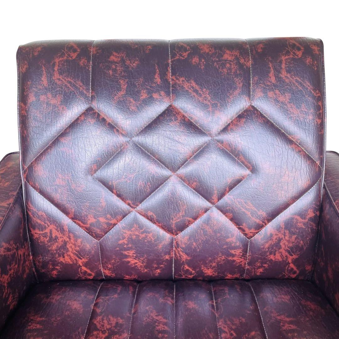 オールド カリモク 【超希少】ロビーチェア マーブル ブラウン ソファ シングル