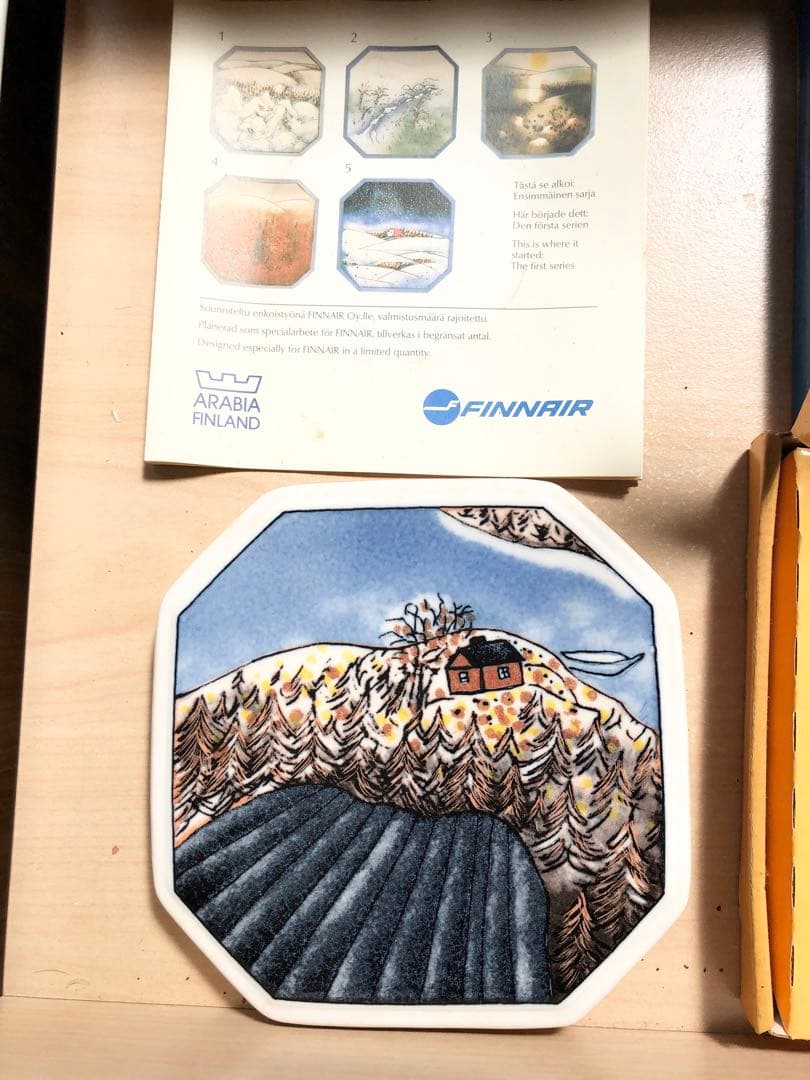 未使用　ARABIA 限定品　ムーミン　八角形プレート5/6＋フィンランド航空