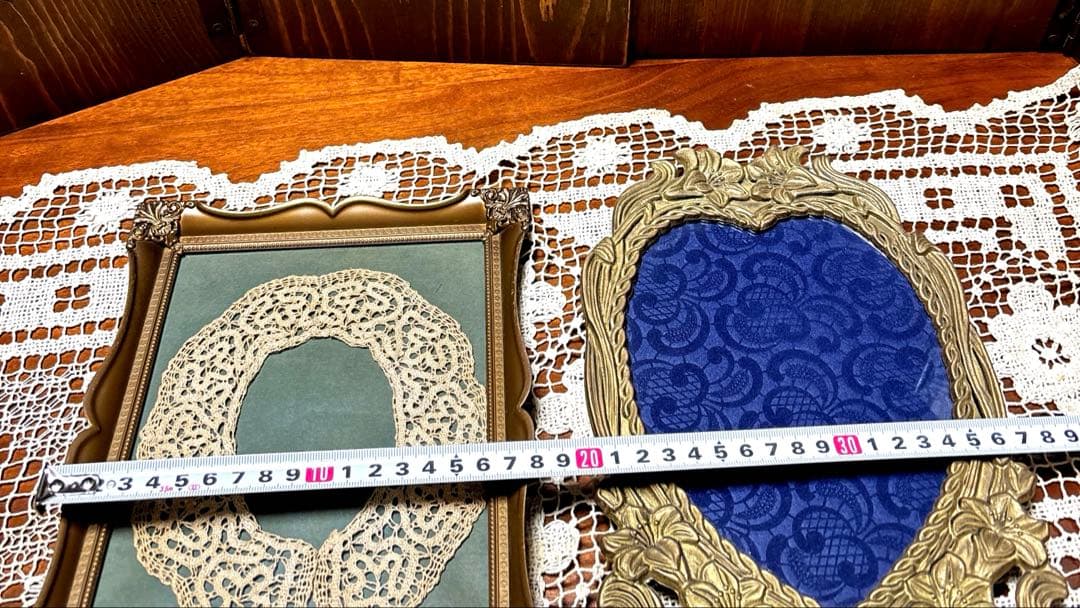 デンマークアンティーク　フォトスタンド　写真立て ＆アンティークレース