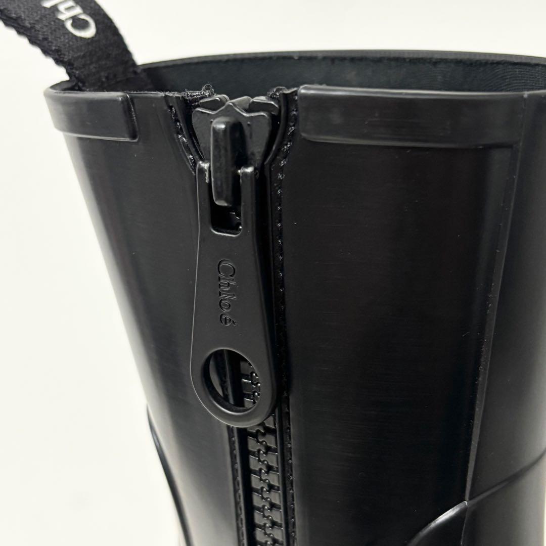 極美品 クロエ 35 BETTY ベティ レインブーツ 防水 長靴 ブラック