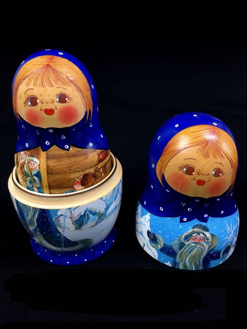 S307マトリョーシカ「モロスコ」7組 ジャンナ・ニコラエワ作 ロシア民芸
