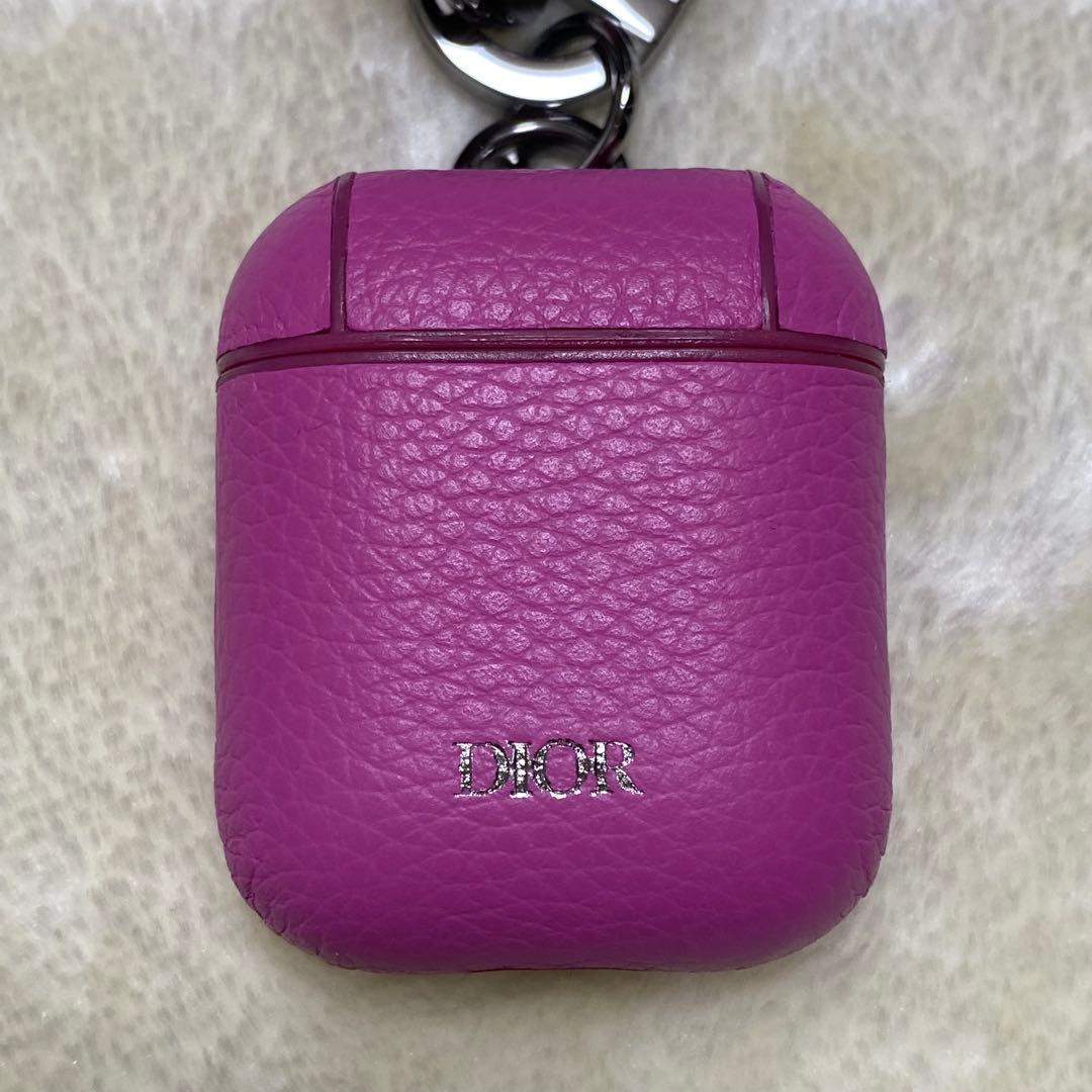 新品保管品✨CDディオールAirPodsケース　ピンクレザー　ロゴ　箱&袋付き