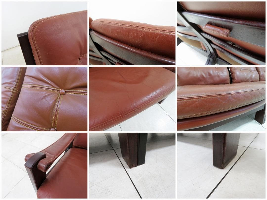 Hock ホック カンディハウス ヴィンテージ 3人掛けソファ セパレート 本革