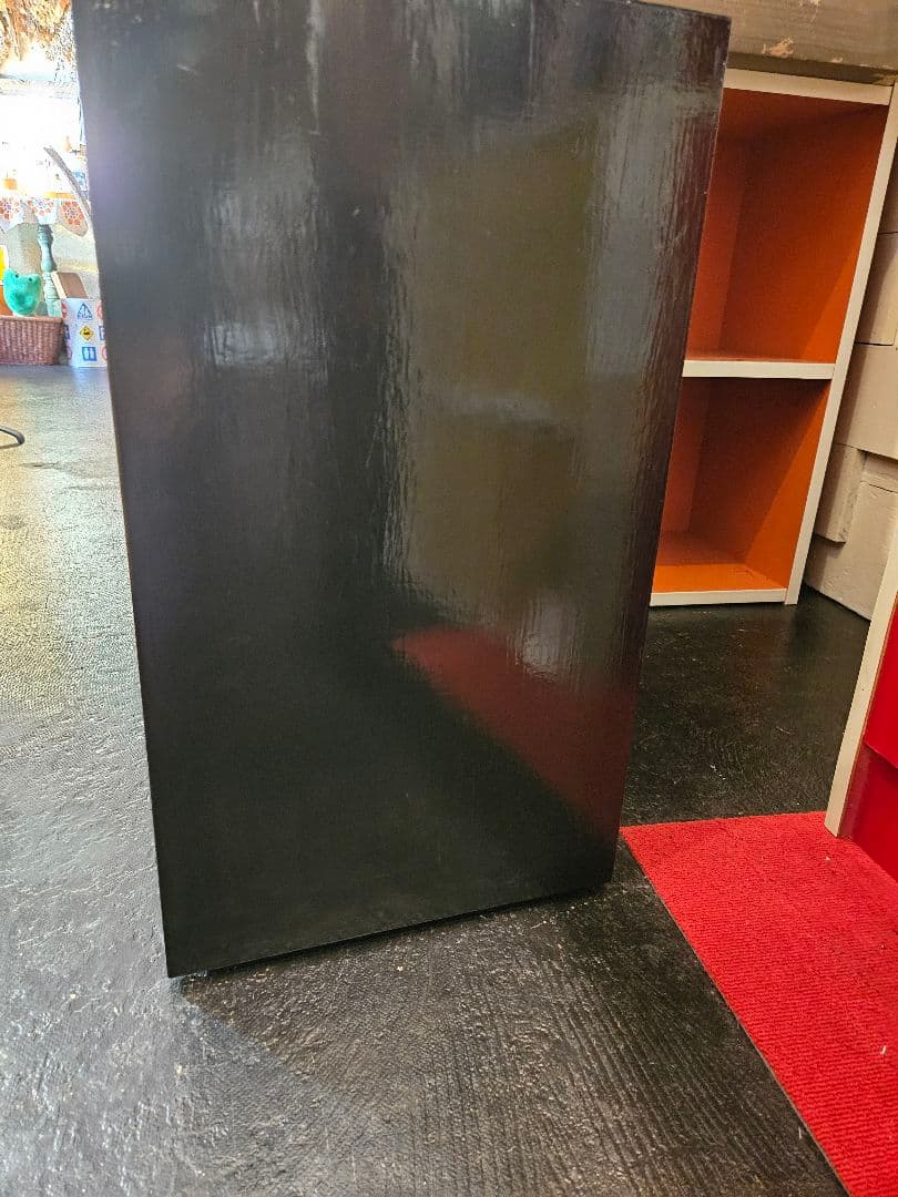 ショーケース　飾り棚　ガラス　引き出し　ブラックピンク　木製　ラック　昭和レトロ