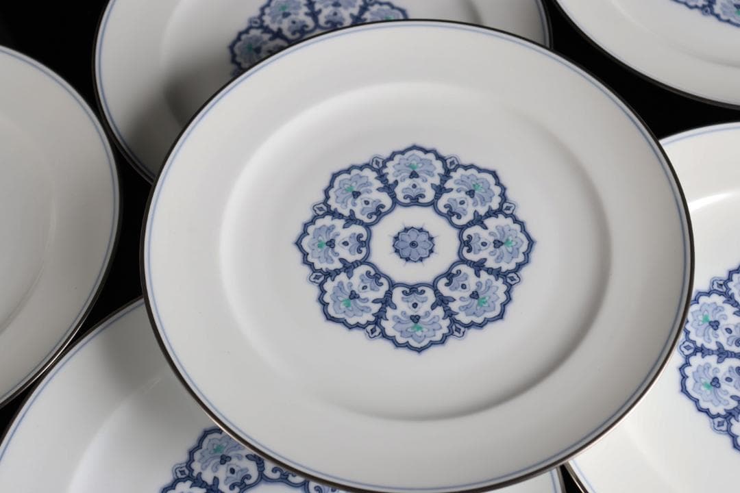 大倉陶園 呉須正倉院 プレート 6枚26ｃｍ 皿 プラチナ彩ハンドペイント