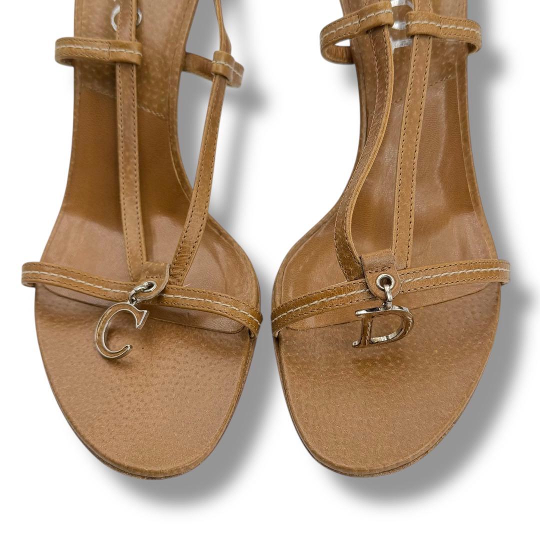 美品 Dior ディオール ロゴ レザー ヒール サンダル ミュール ビンテージ