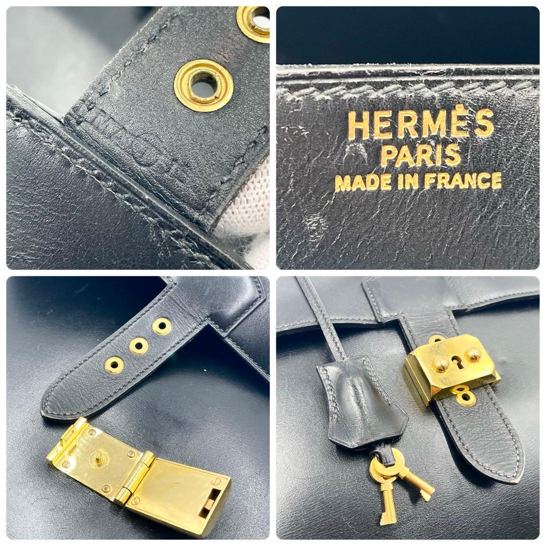 HERMES エルメス サックアデペッシュ41 ボックスカーフ ビジネスバッグ黒