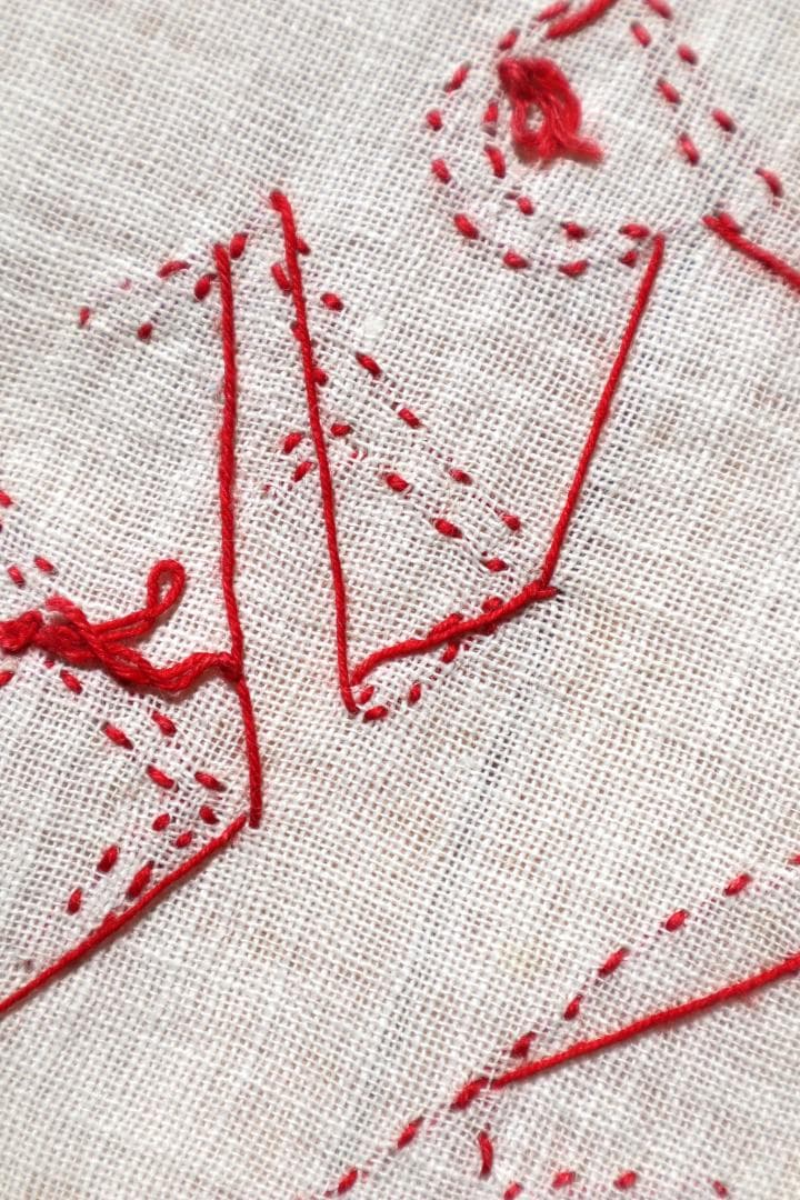 19th Victorian Red Work Layover Sham 夜