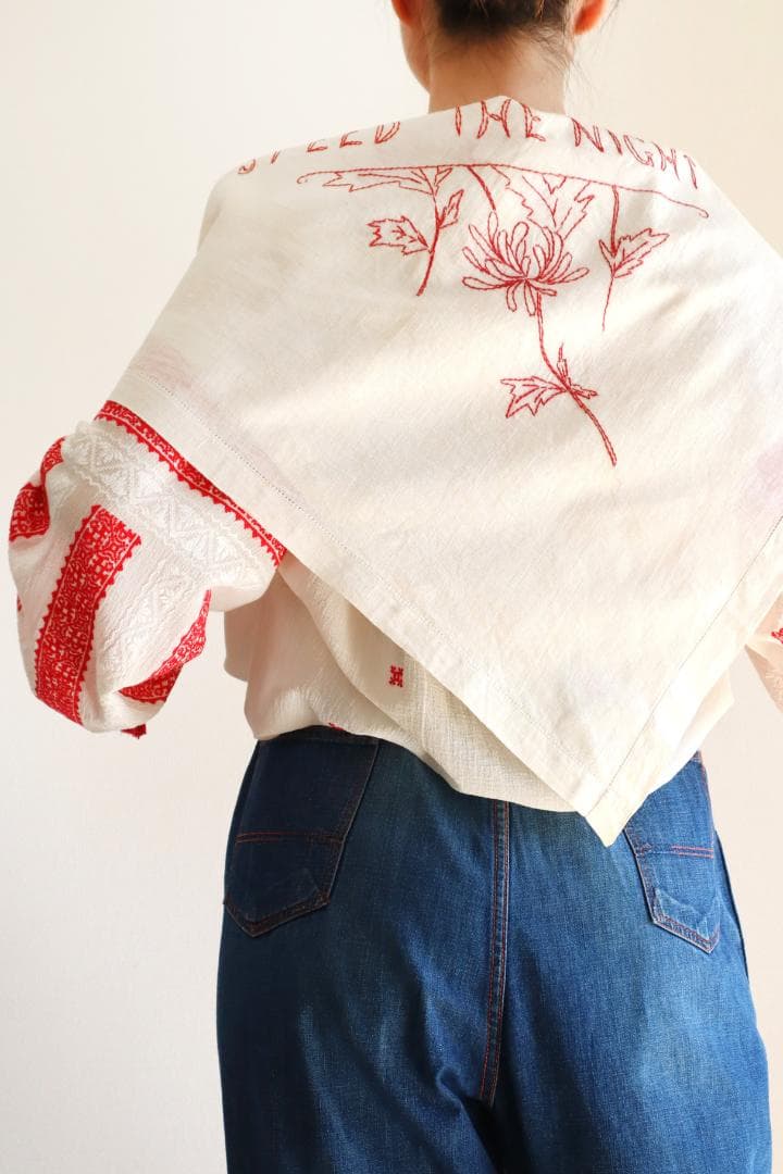 19th Victorian Red Work Layover Sham 夜