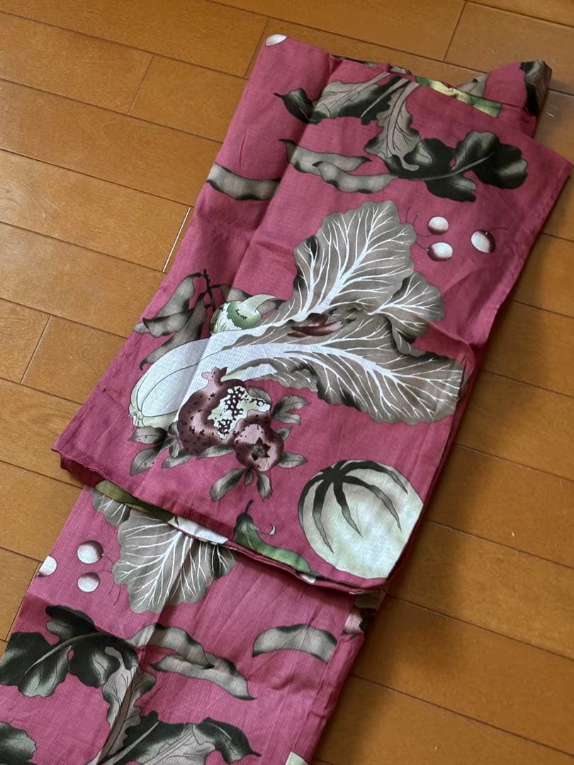 浴衣 [KIMONOMACHI 浅蘇芳色 野菜] ・帯・兵児帯3点セット