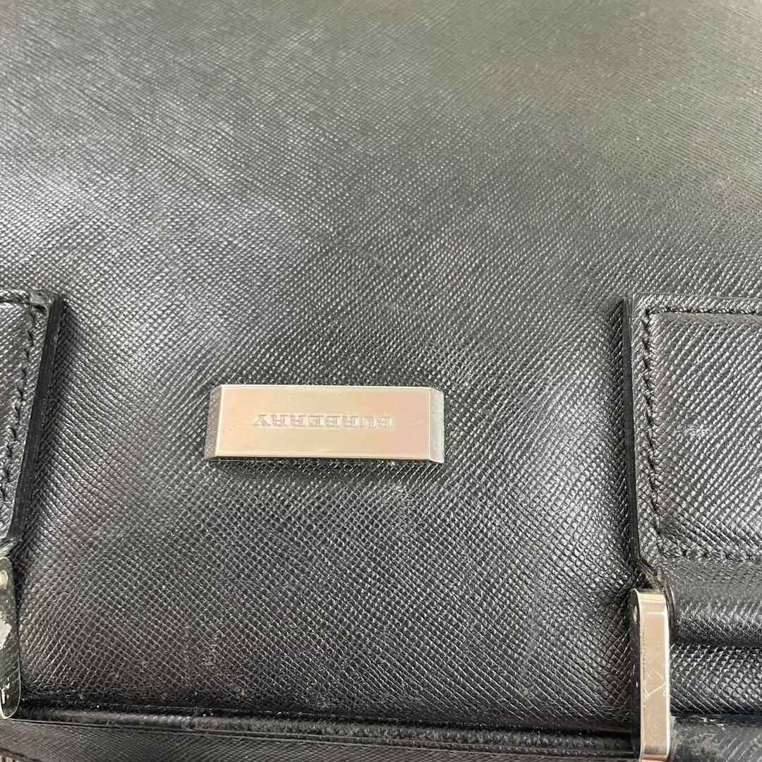 【美品】バーバリー ビジネスバッグ サフィアーノレザー ブラック A4可