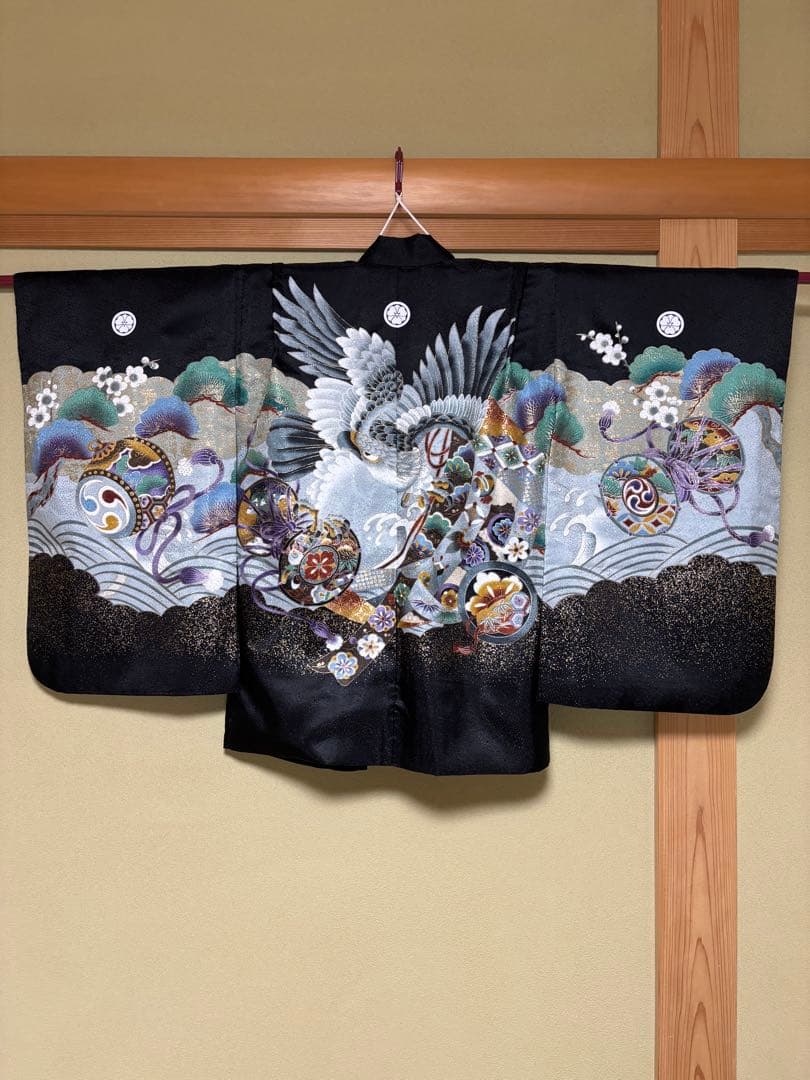 子供用着物 七五三 黒地模様付き　5歳　男の子