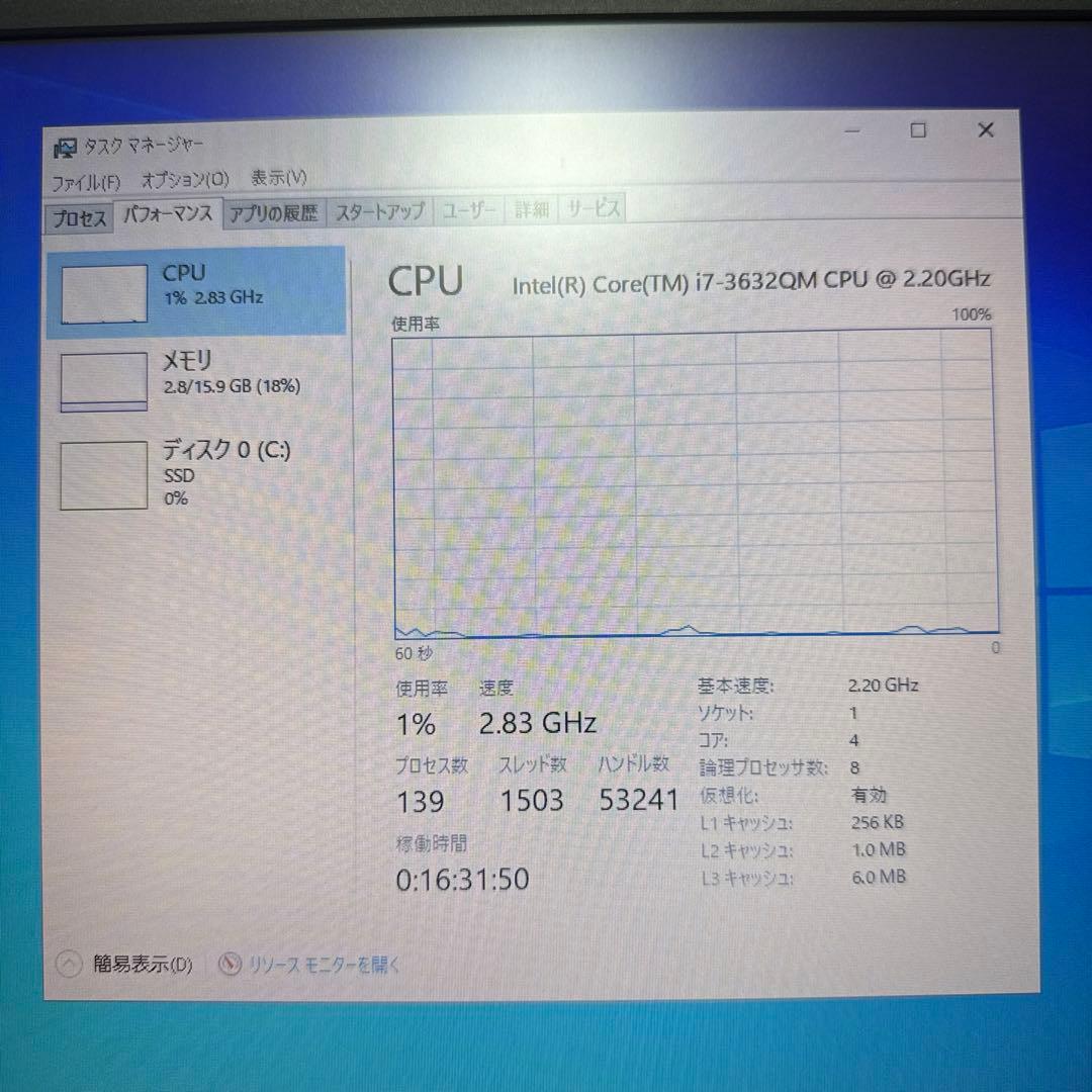 Windows10 ノートパソコン ssd Corei7 メモリ16G