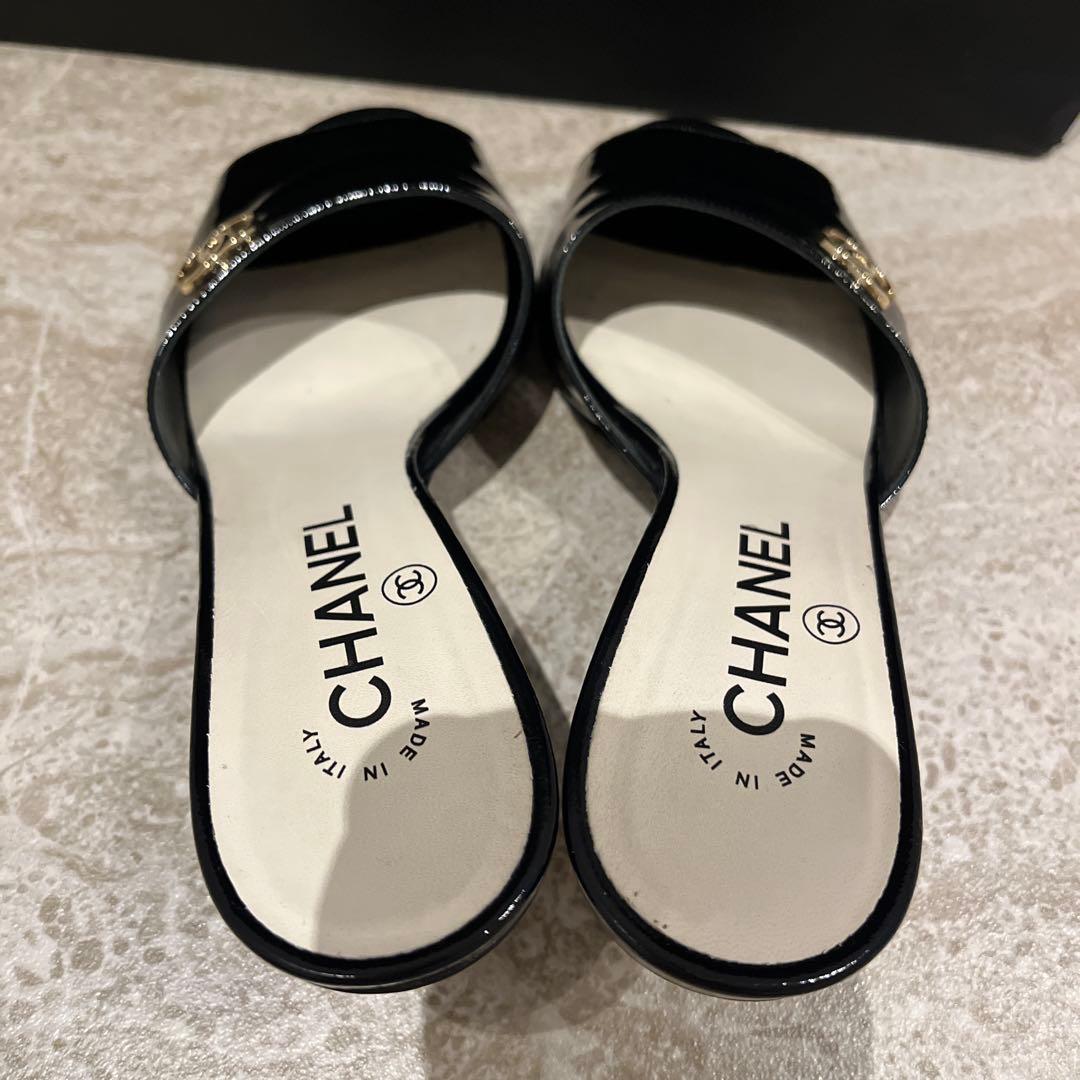 sahara！ CHANEL ブラック パールヒール ミュール