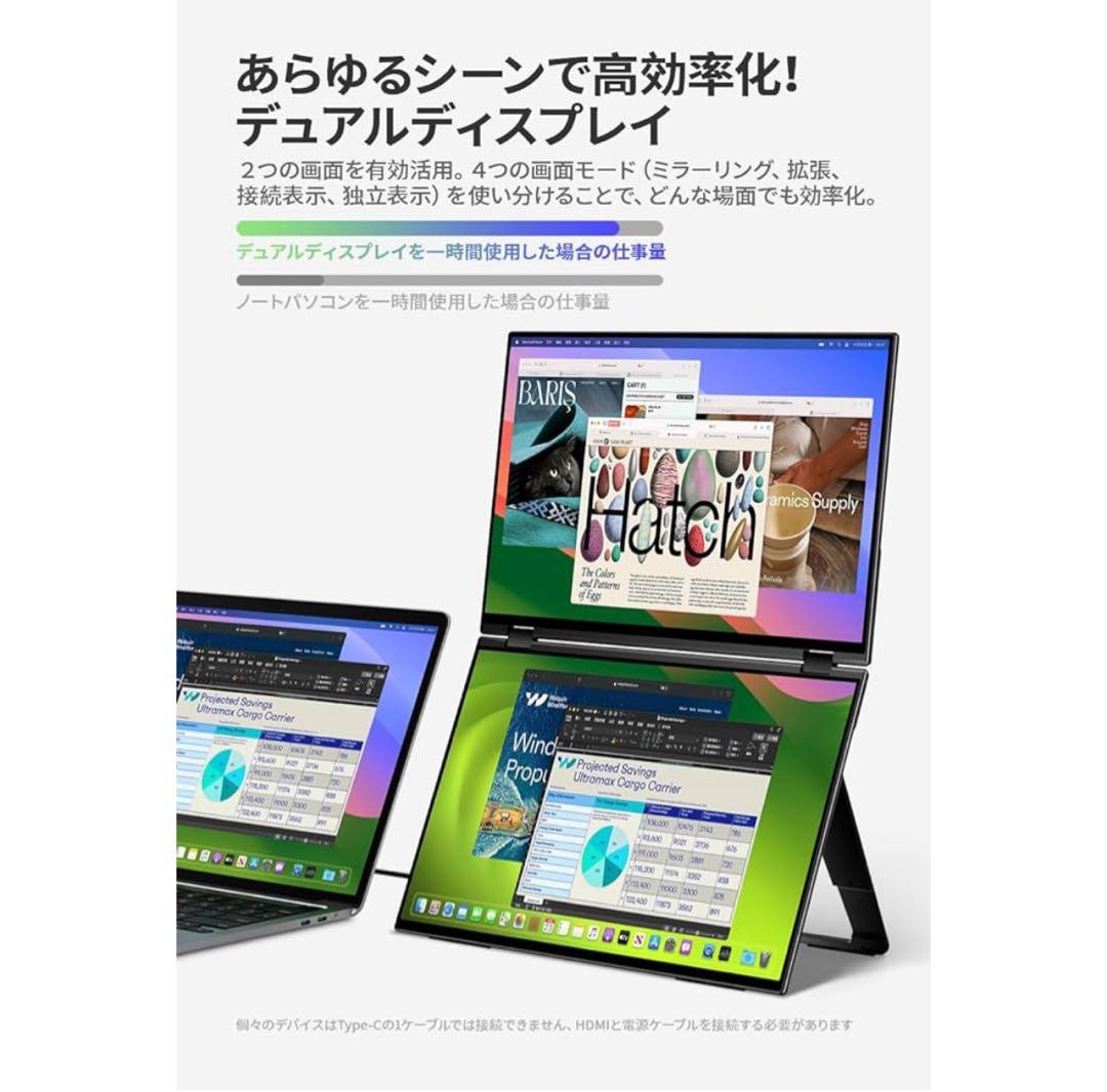 EWEI 16インチ QLED デュアルディスプレイ 非光沢