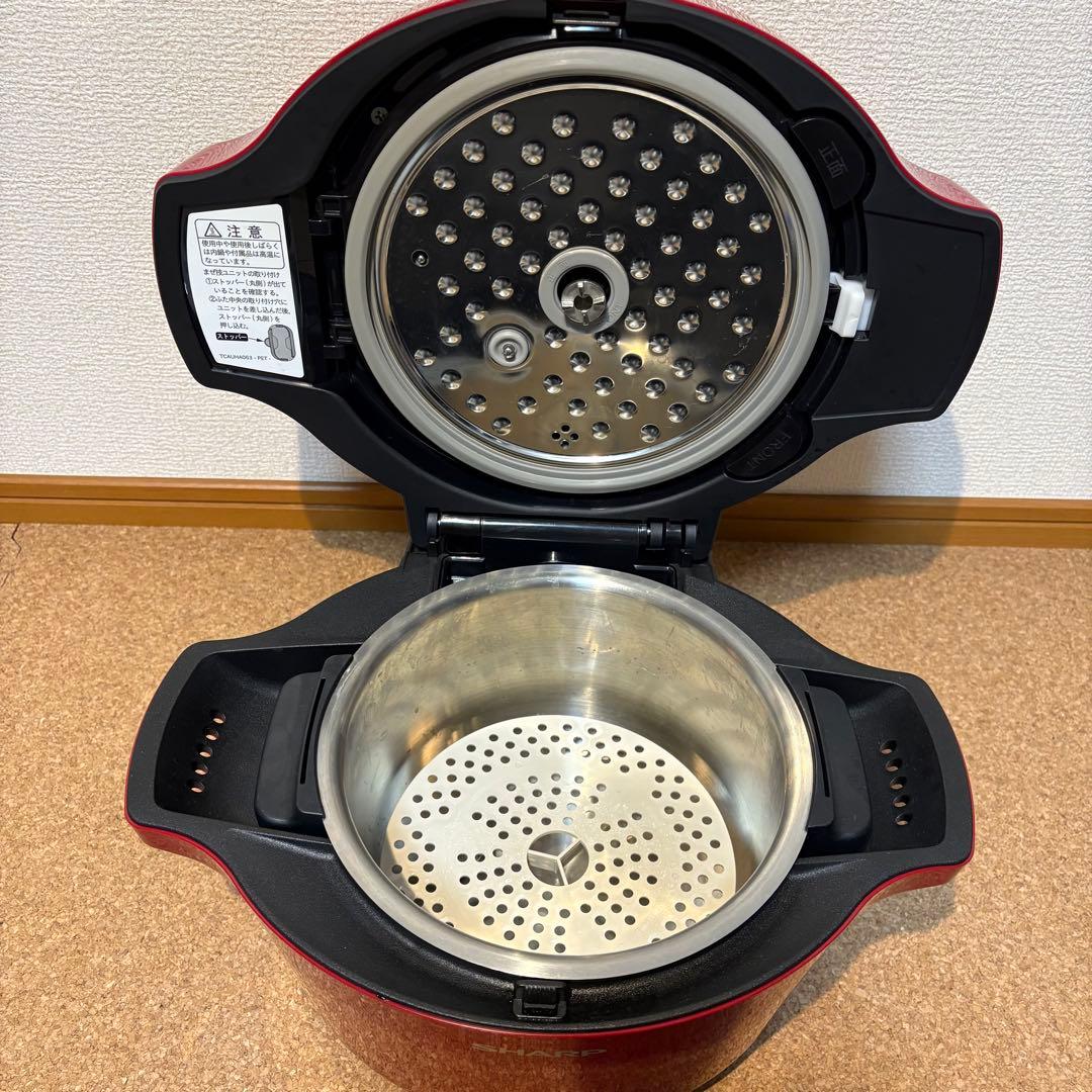 【良品】SHARP ヘルシオホットクック 水なし自動調理鍋 KN-HT99B-R