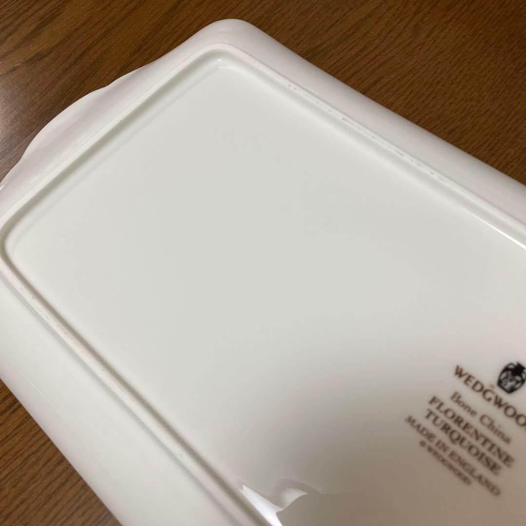 ウェッジウッド フロレンティーン ターコイズ サンドイッチプレート 長皿 長方形