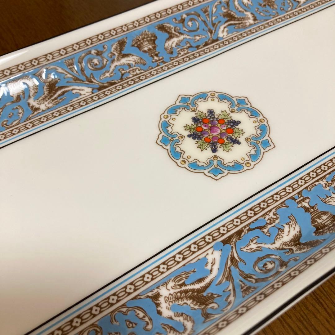 ウェッジウッド フロレンティーン ターコイズ サンドイッチプレート 長皿 長方形